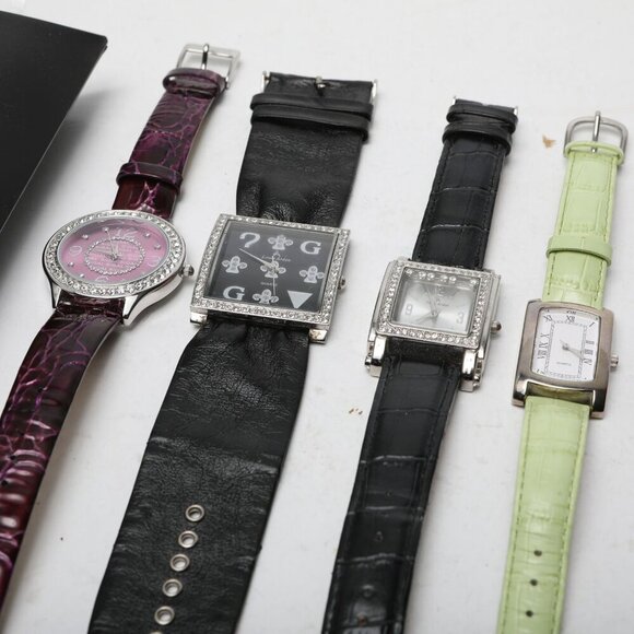 Leather Fashion Watch Lot Cleo George Sigal Louis Arden Black Green Pink Y2K - Picture 3 of 13